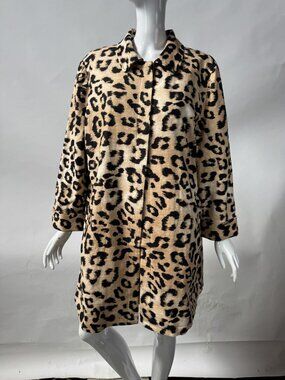 Chicos Animal Print Pleat Back Topper Jacket Size 3 US 16/18 Beige & Black Cheet